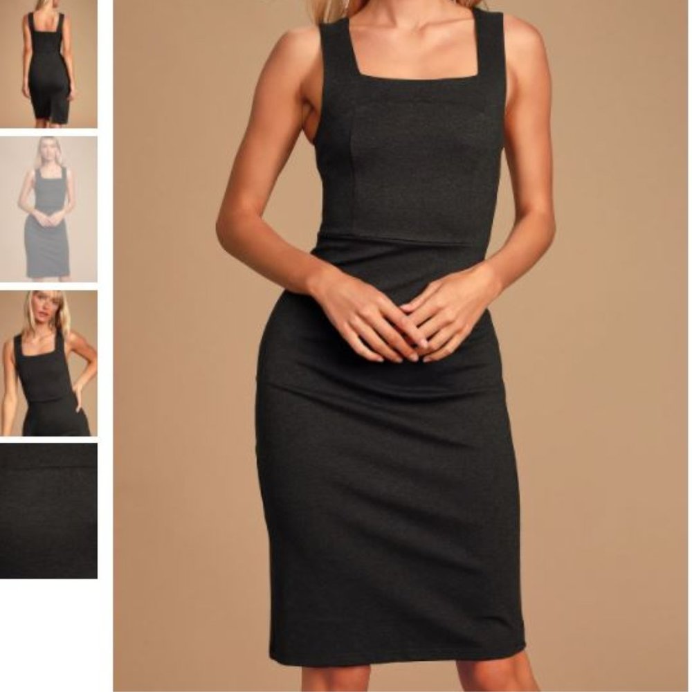NWT Professional Charcoal Grey Bodycon Midi Dress